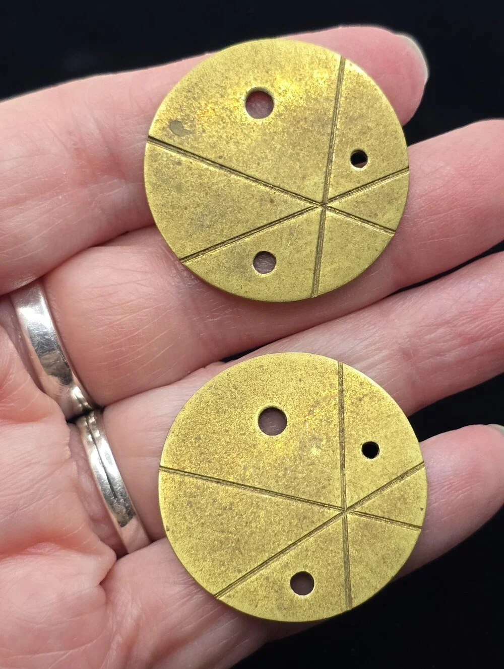 Handcrafted Studio Cufflinks Brass Sterling Mid-century Minimalist Atomic